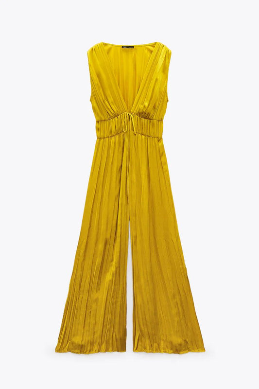 LONG SATIN EFFECT JUMPSUIT
