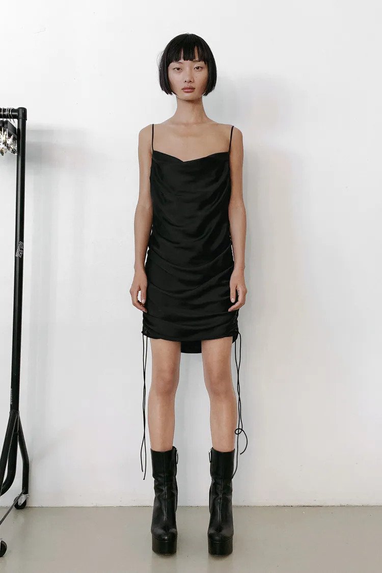 DRAPED SATIN EFFECT DRESS