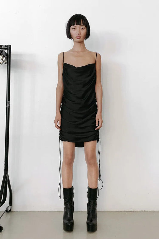 DRAPED SATIN EFFECT DRESS