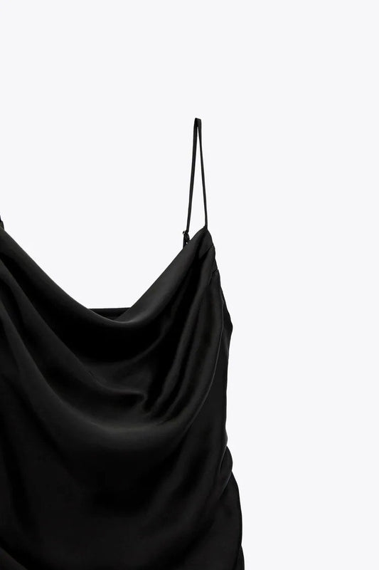 DRAPED SATIN EFFECT DRESS